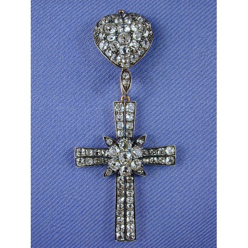 19th century diamond cross pendant, English c.1880,
